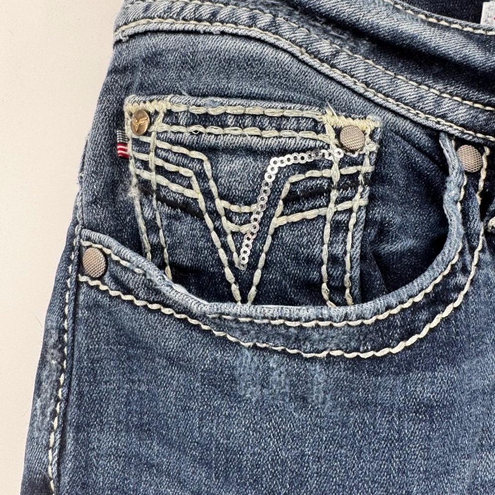 VIGOSS Womens Slim Boot Jeans Dark Wash Embroidered Pockets Size 18 Boho Western - Picture 5 of 12